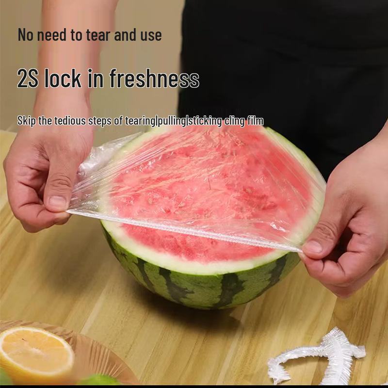 100-Piece Colored Cling Film Covers: Food-Grade Disposable PE Wraps for Vegetable Preservation