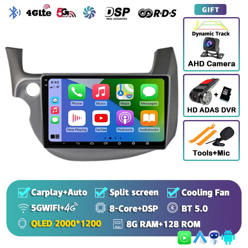Android 14 Carplay Auto For HONDA FIT JAZZ 2007 - 2011 2012 2013 Car Radio Multimedia Player Video GPS Stereo WIFI+4G 2 Din DSP