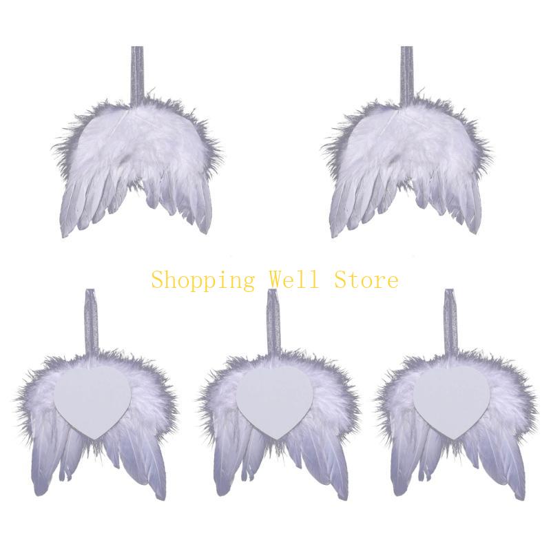KX4B Customization Simple Pendant WhiteAngel Wings Ornament for Christmas Presents