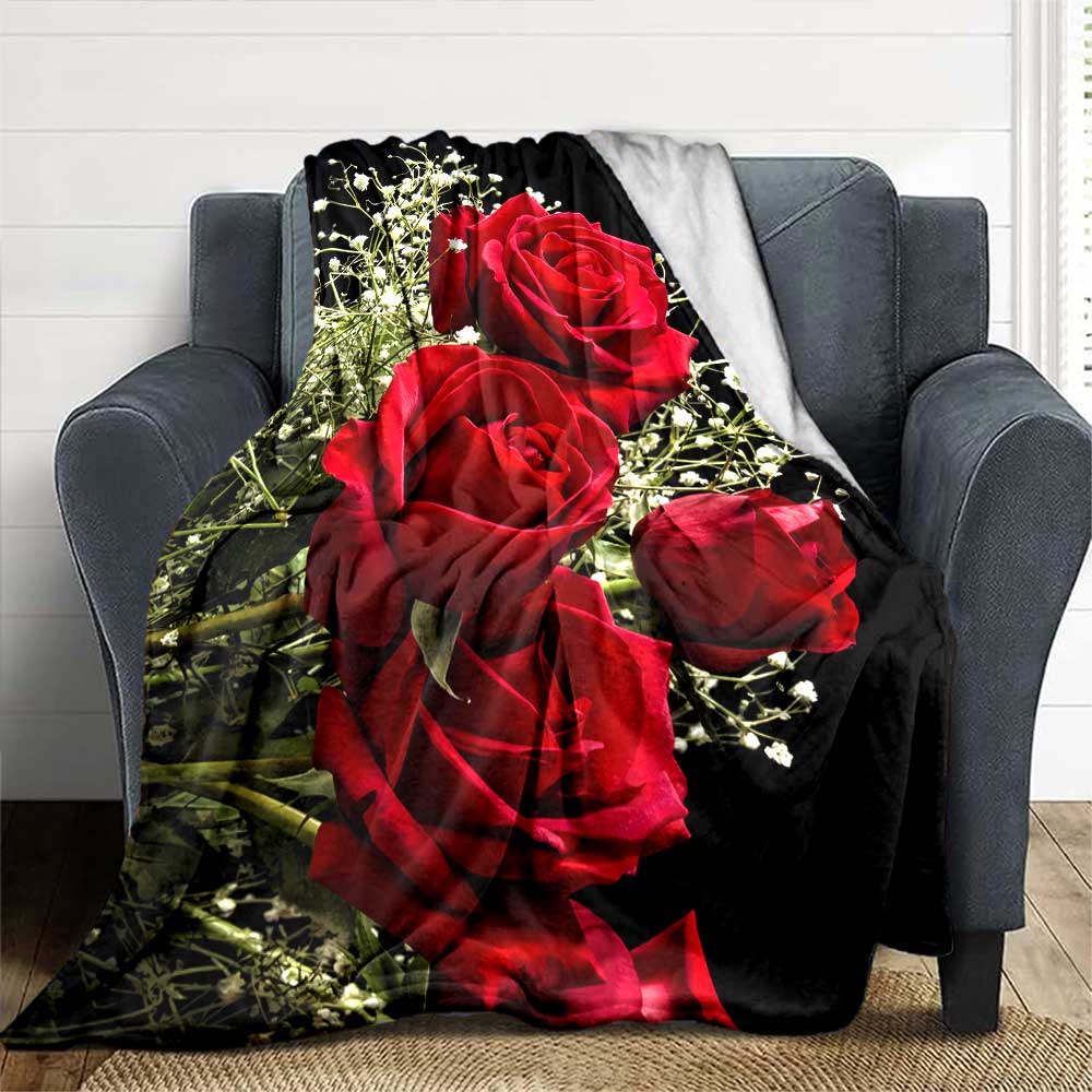 Roses Background Gift Blanket Soft & Cozy Suitable for Sofa Couch Office Bed Picnics Four Seasons Universal Modern Style Gifts For Family Y14