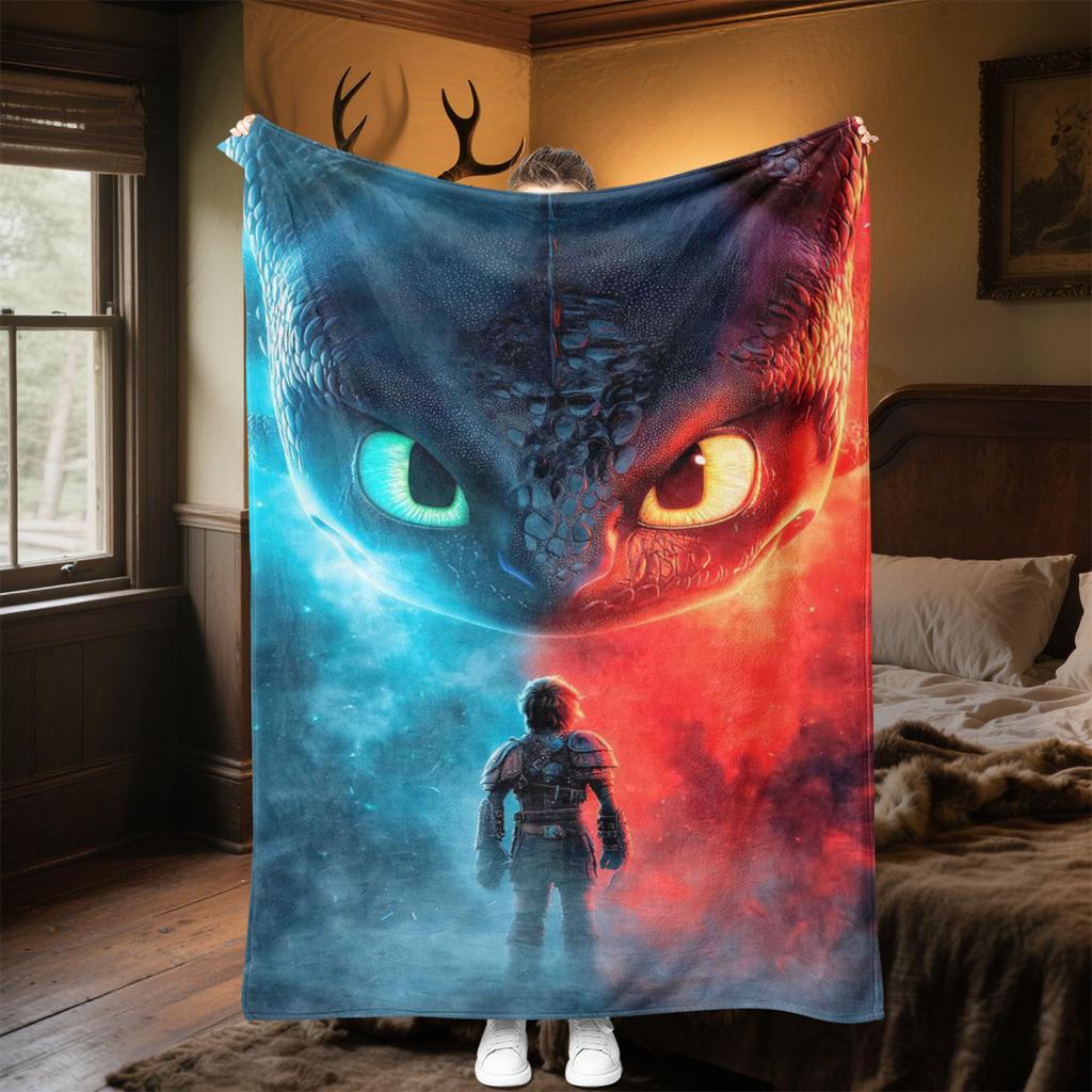 High-quality How to Train Your Dragon Toothless themed printed blanket. Soft and comfortable, a perfect gift for  friends.