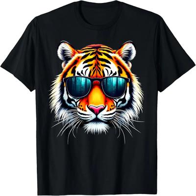 Coole tijger met zonnebril Heren Dames Grafisch tijgers T-shirt