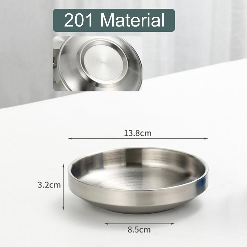 Flat 201/304 Stainless Steel Dish Plate Cooking Noodles Bowl Thickened Dinner Plate Seasoning For Kitchen Restaurant Tableware