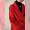 Medium and Long Double-sided Cashmere Coat for Women's Autumn and Winter New High-end Wedding Red Woolen Coat