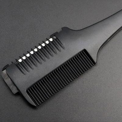 Peine Cortapelo Mango Negro Cepillos para el Cabello con Cuchillas Tijeras de Barbero Salón de Belleza Herramientas de Estilismo DIY para Adelgazar el Cabello