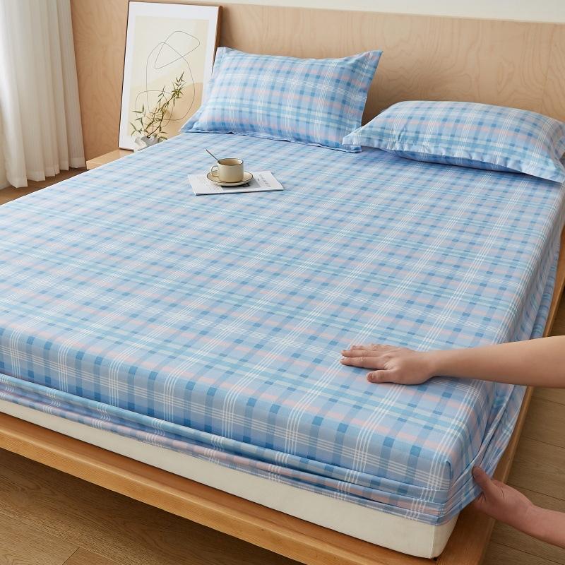 Fitted Sheet Single Piece Washed Cotton Non-Slip Brushed Mattress Cover Mattress Protector for Student Dormitory