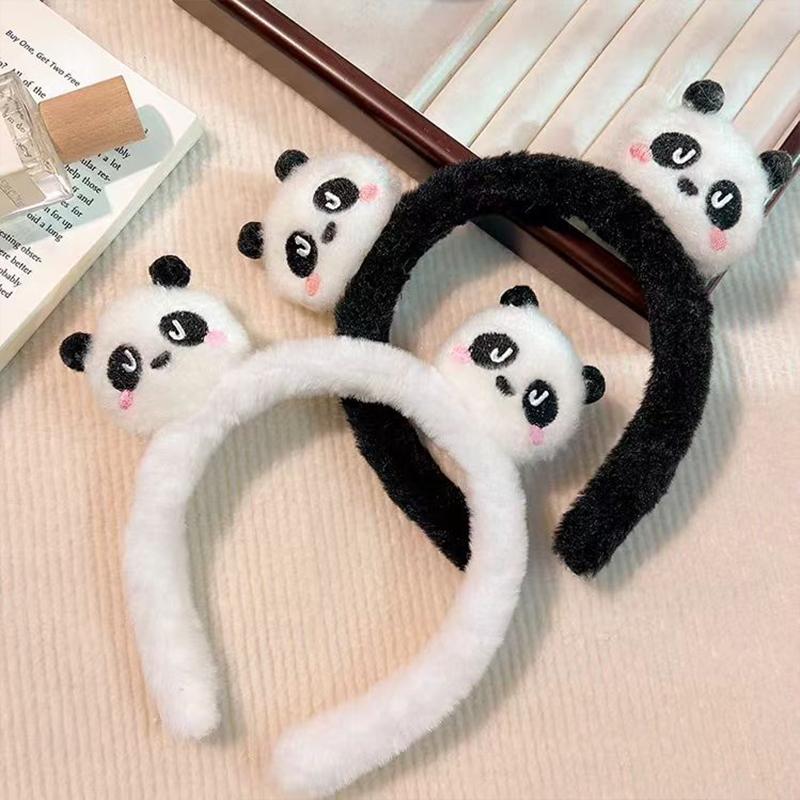 Cute Panda Hair Bands Women Face Wash Special Non-slip Headband Cartoon Plush Wide Edge Headband Girls Hair Accessories