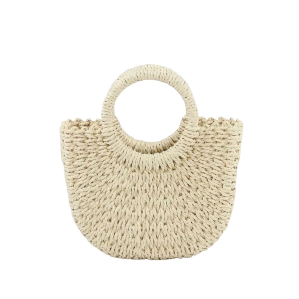 

Large Capacity Hollow Out Tote Bag Solid Color Simple Shopping Bag Outdoor/Travel 24x18cm бежевый