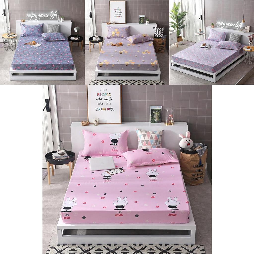 Elegant Floral Bedding Fitted Sheet Pillowcase Bed Cover With Elastic Cover Polyester