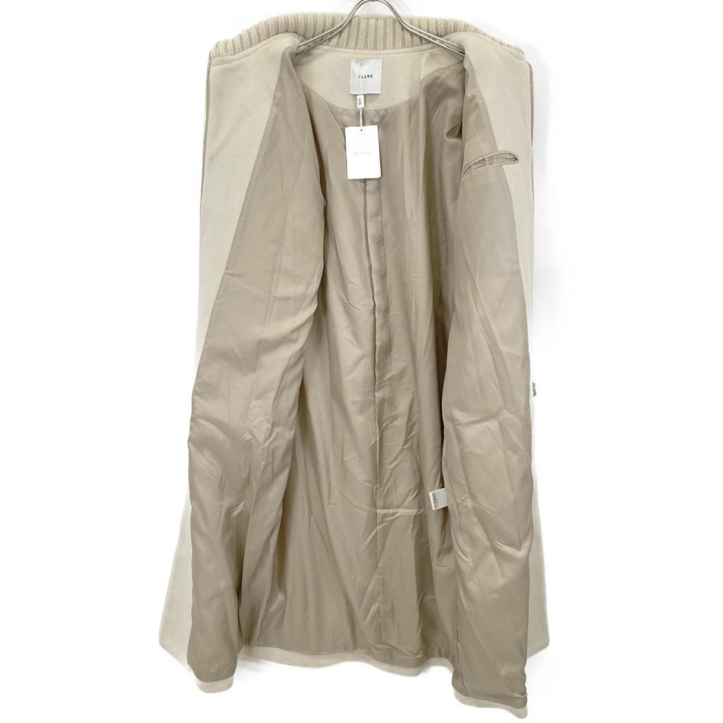 CLANE 23AW Beige 15101-0042 RIB COLLAR WOOL LONG COAT Coat 2 whiteUsed