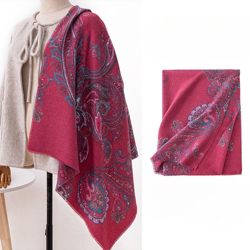 Imitation Cashmere Scarf New Autumn and Winter Fashion Printed Shawl Scarf Women's Medium Length Thickened Warm Scarf