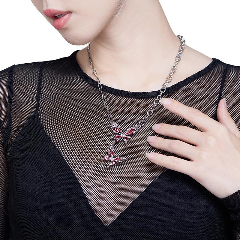 Red Butterfly Punk Clavicle Necklace - Stylish & Versatile Light Luxury Accessory