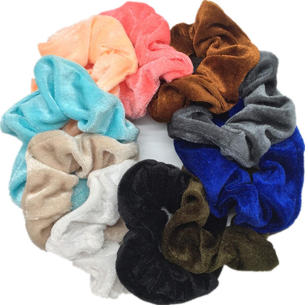 10pc Women Hair Scrunchies Velvet Solid Color Band for Girls Ponytail Holder Rubber Bands Ties Accessories Headbands Gumki