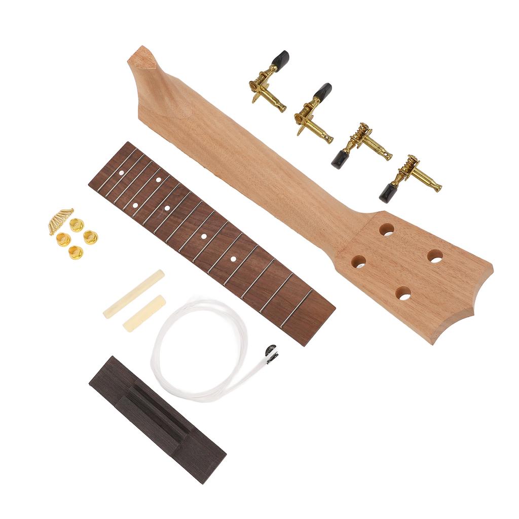 Make Your Own Ukulele Kit Guitar Neck String Knob Bridge Wooden 21in Unfinished Ukulele Parts