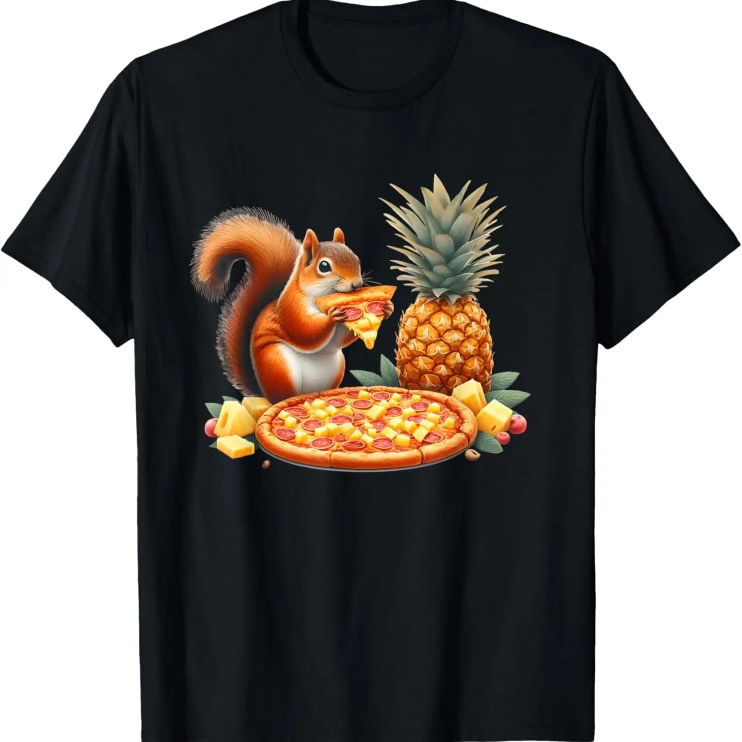 Squirrel Enjoying Pineapple Pizza T-Shirt S