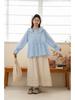 Plaid Patchwork Long Sleeve Doll Shirt - Spring 2026 Forest Girl Slimming Loose Top