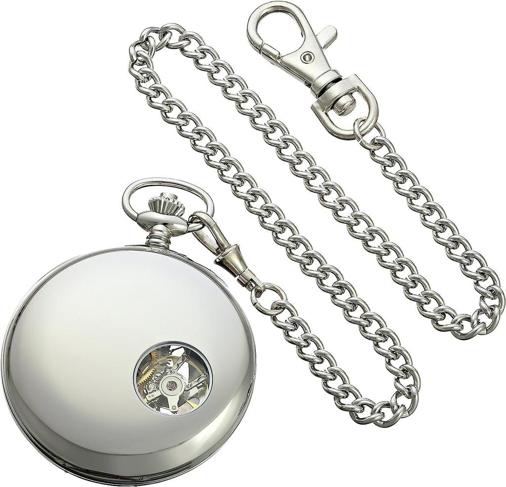 Charles Hubert Men's Pocket Watch, Mechanical Hand-Wound Skeleton, 3972-W