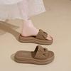 Korean version of soft bottom comfortable cool slippers outer wear women's 2025 summer new with skirt versatile one-word beach slippers