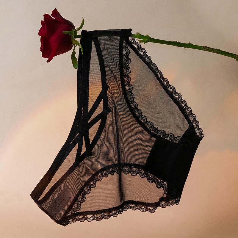 Summer Breathable Quick-Drying Seamless Women'S Briefs Low-Rise Girl Pure Desire Hollow Sexy Lace Panties Women