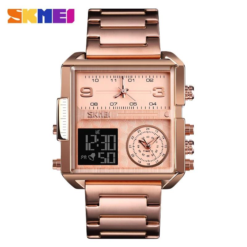 Skmei 1584 Men s Stainless Steel Watches Business Luxury Fashion Chronograph Quartz Digital Wristwatch for Men Relojes Skmei 1584