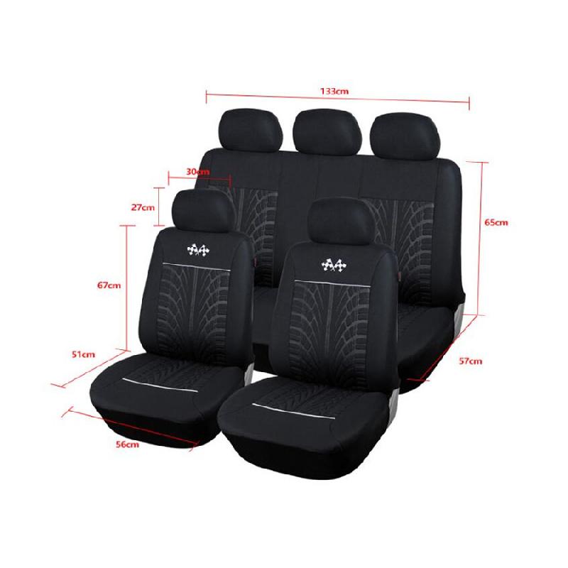 One Set Grey+Black Full Set 5-Seat Car Seat Cover Protector Cushion High Quality