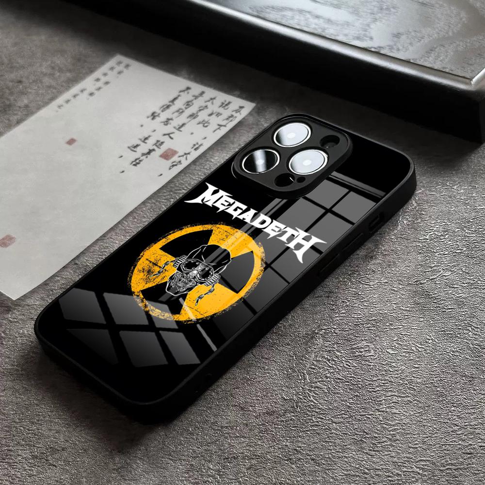 Rock Band M-Megadeth Phone Case For 17 Pro Max IPhone 16 Pro 15 12 11 13 Mini X XR XS 14 Plus SE Glass Cover