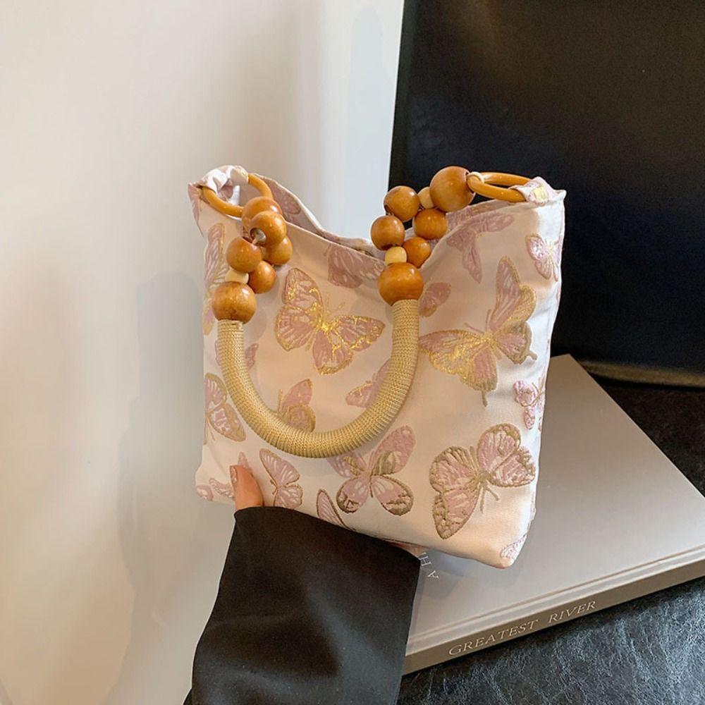 

Сумка через плечо с вышивкой в виде бабочки, большая вместимость, сумка через плечо в стиле ретро, сумка для девочек в китайском стиле