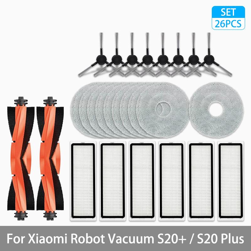 For Xiaomi Robot Vacuum S20+ / S20 Plus / B108GL Parts Accessories Main Brush Side Brush Hepa Filter Mop Cloth Replacement Spare