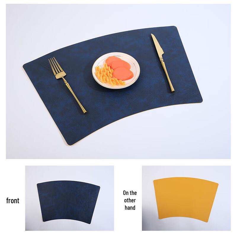 ZISIZ Cowhide Texture Faux Leather Sector Placemat