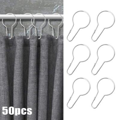 50pcs Curtain Open Gourd Rings Iron Carabiner Keychain Clip for Shower Window Curtains Hook Accessories Bath Curtains Rods Clamp