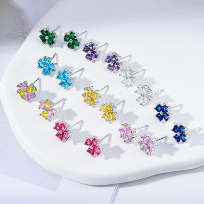 Love Zircon Earrings for Women Light Luxury Niche Personality Design Compact and Colorful Earrings
