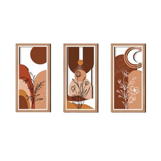 Pcs Boho Plant Wall Art Minimalist Botanical Bohemain Wall Sculpture Abstract Geometric A