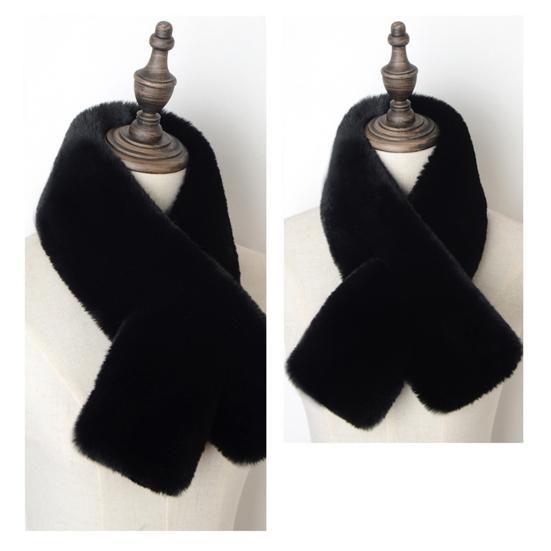 Cross Scarf Faux Rabbit Fur Double-sided Soft Washable Thickened Keep Warm