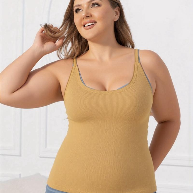 

Women Plus Size Square Neck Camisole Spaghetti-strap Backless Top 1XL