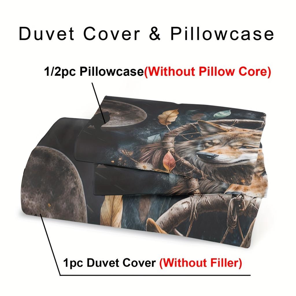 Soft and Comfortable 2/3pcs Wolf Dream Catcher Duvet Cover Twin,Dream Catcher Bedding Set,Dream Catcher Bed Sets