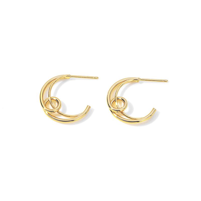 Moon Multi-layered Geometry C-Typed Gold Color Line Smooth Drop Earrings for Women Big Hyperbole Fashion Party Jewelry
