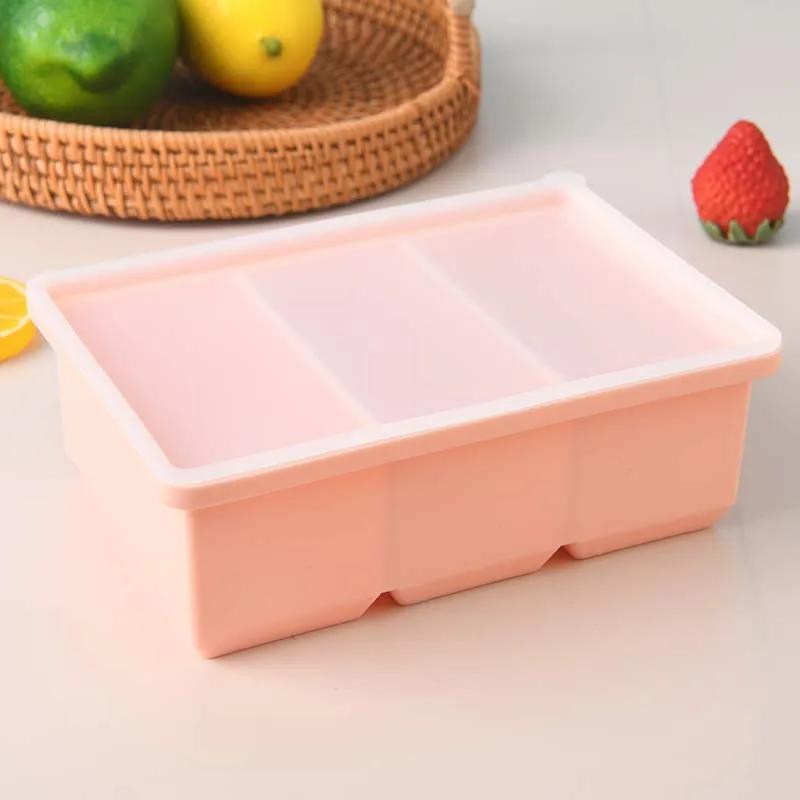 3 Grid Giant Silicone Ice Cubes Long Strip Square Whiskey Ice Tray Mold Non-Toxic Durable Ice Mold Barware Kitchen Tool Set