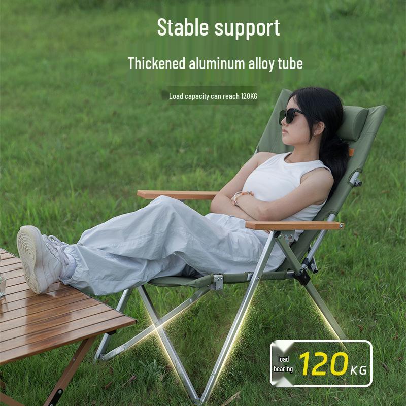 Mountain Guest Adjustable Recliner: Four-Speed Aluminum Alloy Camping Chair with Pillow