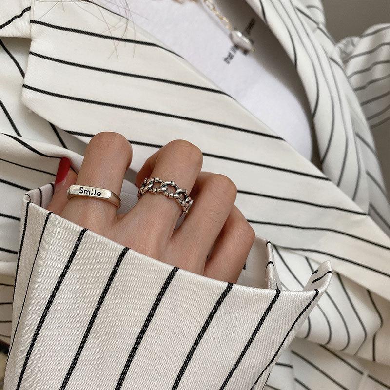 Ins Fashion Inspired Adjustable Open Ring With Charming Chain Design For Womens Wear Casual