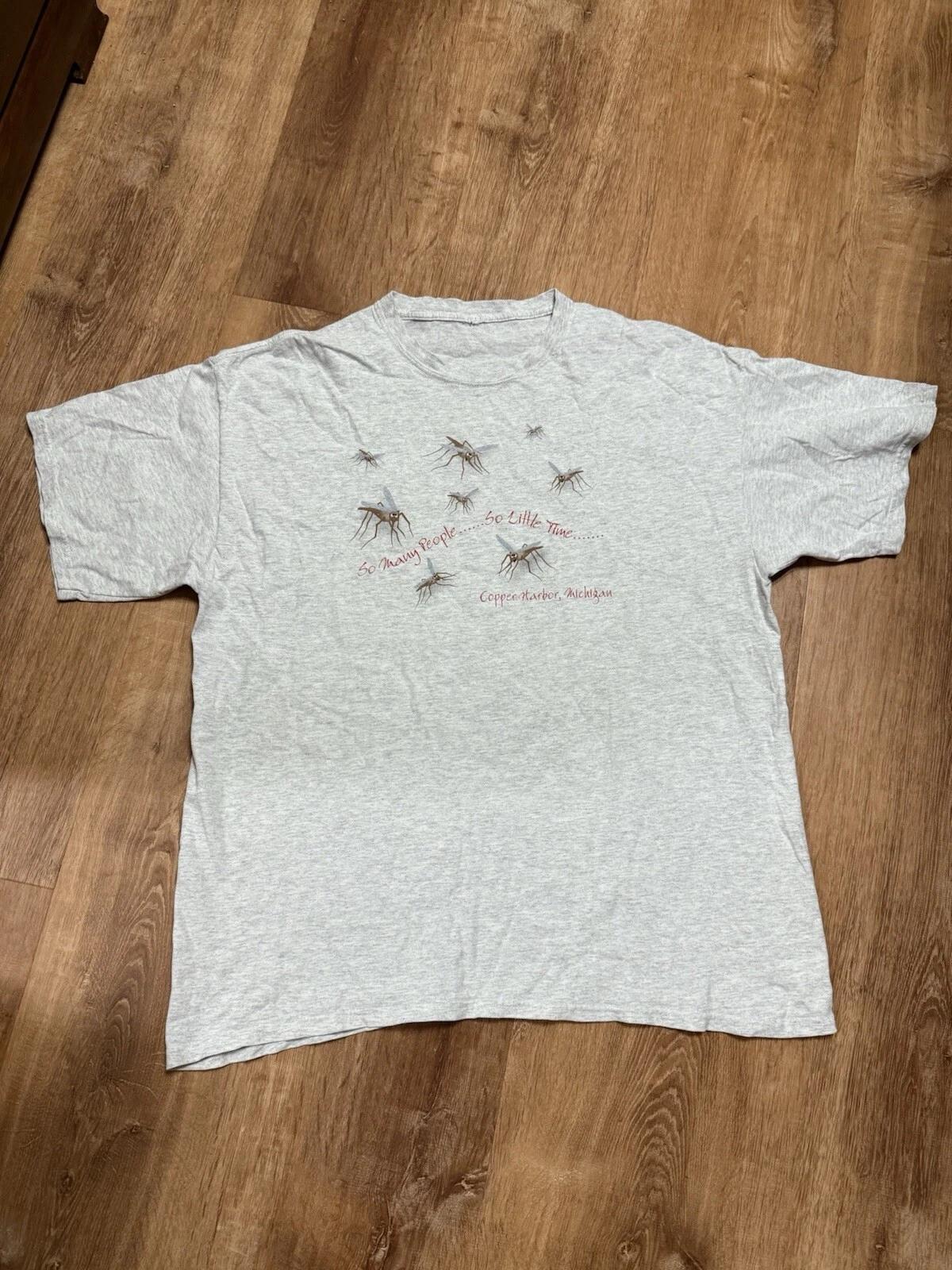 Vtg SO MANY PEOPLE SO LITTLE TIME Mosquito Novelty Souvenir Graphic T-T-Shirt XL S