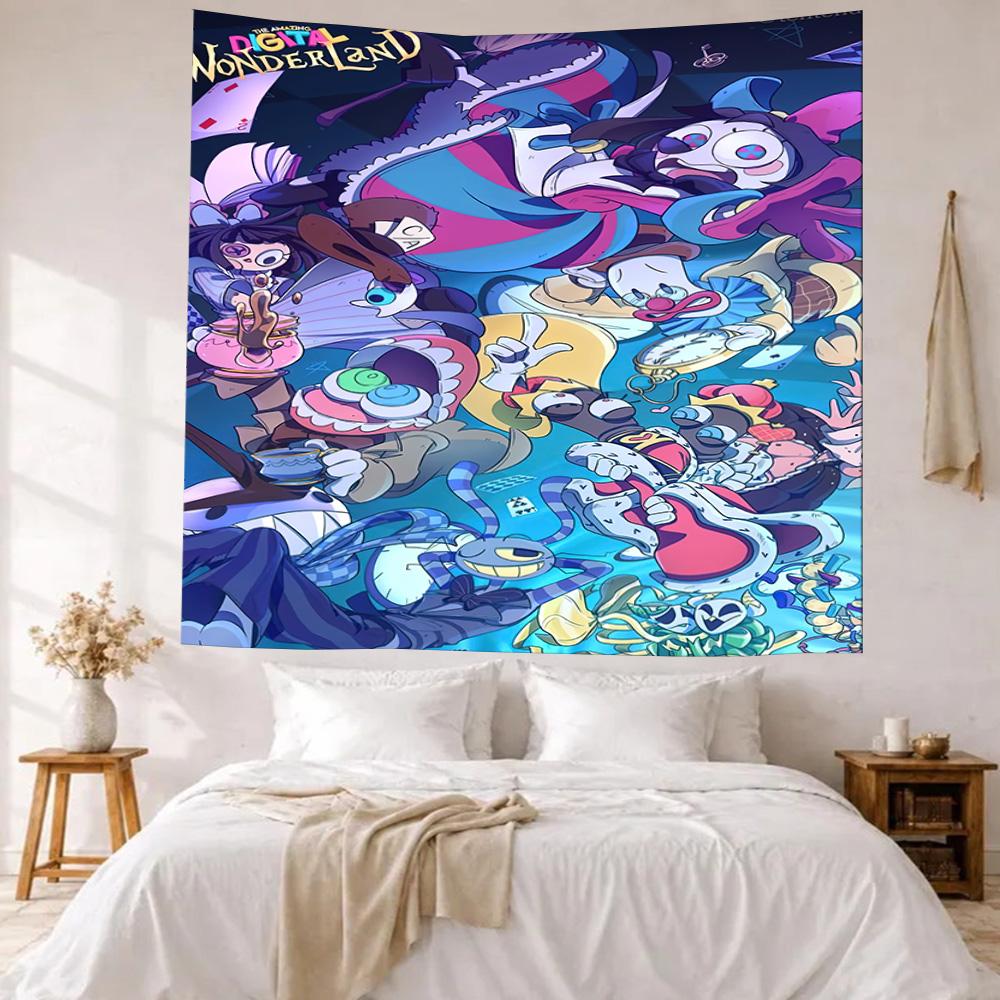 Digital Circus Wall Decor Tapestry Art For Pet Memorial Birthdaywedding Party Backdrop Family Gift