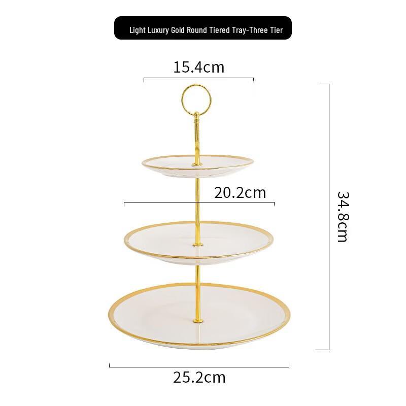 Golden Ceramic 3-Tier Serving Platter