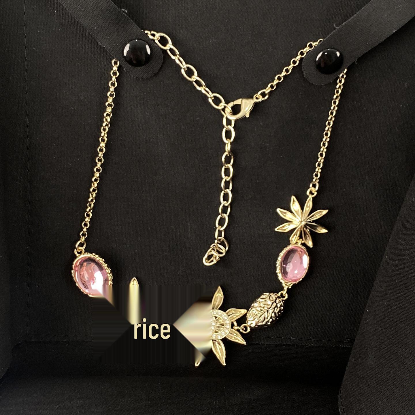 Xiangjia Pink Crystal Sunflower Choker: Trendy, Fresh, and Sweet Clavicle Necklace