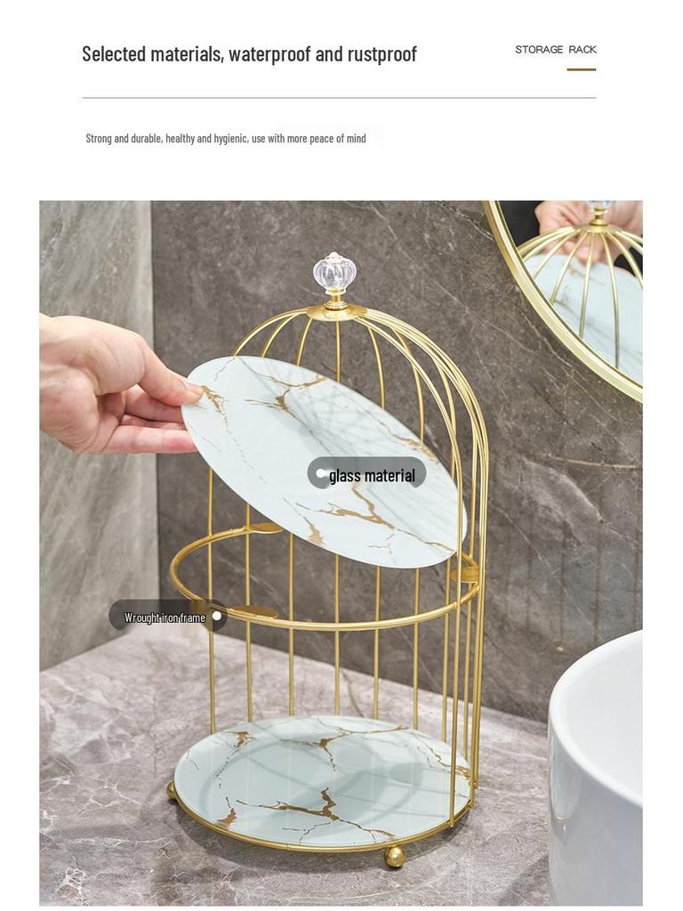 Nordic Vanity Table Birdcage Shelf Makeup Storage Box for Bathroom