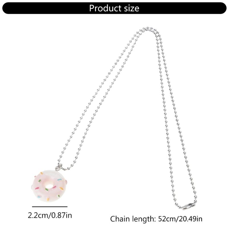 Sweet Cool Acrylic Mini Donuts Pendant Necklace Funny Choker Metal Bead Chain Charm Necklace Neck Chain Fashion Jewelry