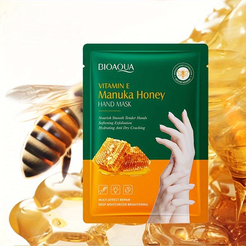 Maschera per Mani al Mango e Miele con Vitamina E - 5 Paia - Idratazione Profonda, Illuminante, Ammorbidente per Mani Secche, Cura delle Mani Autunno Inverno