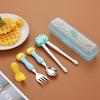 304 Stainless Steel Baby Tableware Set - Includes Spoon, Fork, Anti-Fall Cute Cartoon Chopsticks for Kids