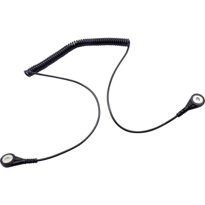 Quadrios Câble de mise à la terre antistatique (ESD) 1.80 m Bouton-pression 4 mm