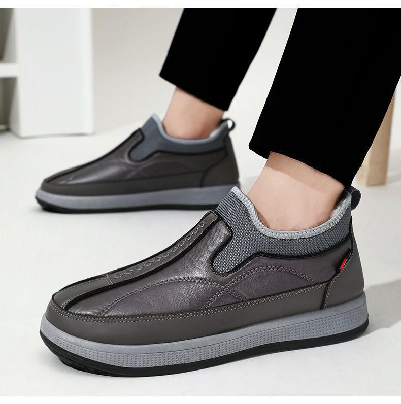 Men's Winter Fleece-Lined Waterproof Slip-On Cotton Boots | Non-Slip and Warm