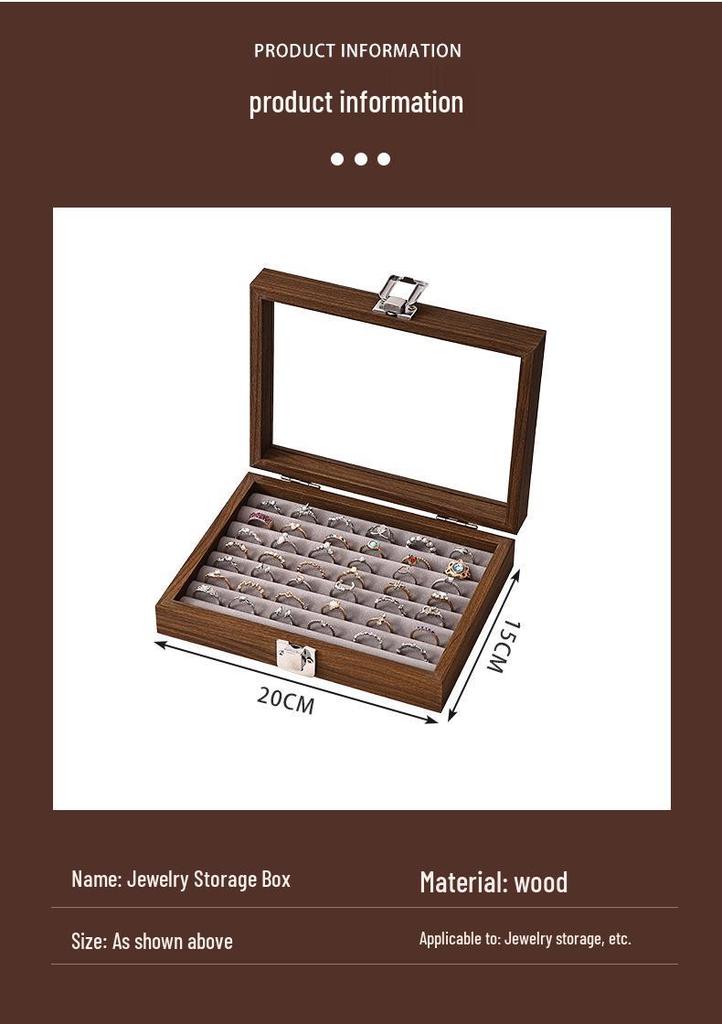 Compact Walnut Jewelry Box for Earrings, Rings, Necklaces, and Bracelets - with Lid and Display Case